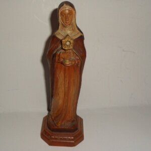 Vintage St. Mary Hand Carved Wooden Figure 6.5' Tall Made In Italy